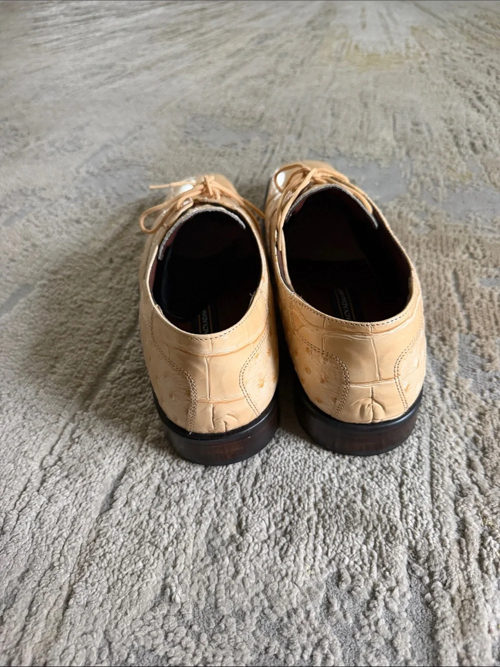 Stacy Adams Beige Ostrich & Croc-Embossed Leather Oxfords size 10.5 in EUC